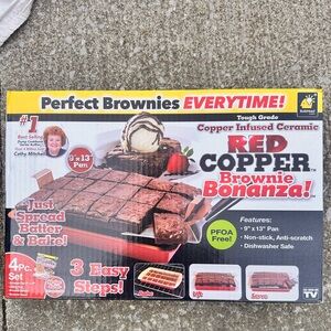 Red Copper Brownie Bonanza Pan by Bulbhead, Includes Recipe Guide Brand New